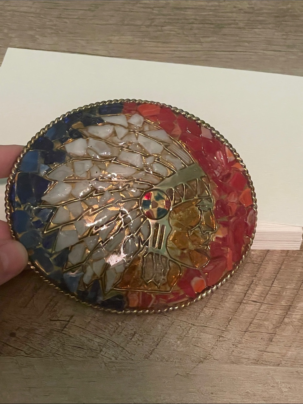 RARE Augus mosaic Chief Belt Buckle